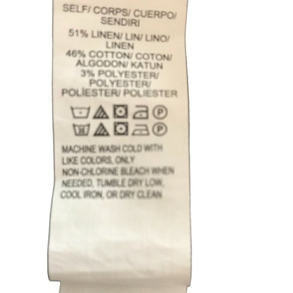 LUCKY Brand Navy Blue With White Stripes  Linen Cotton Mix Top Size M - Picture 8 of 8